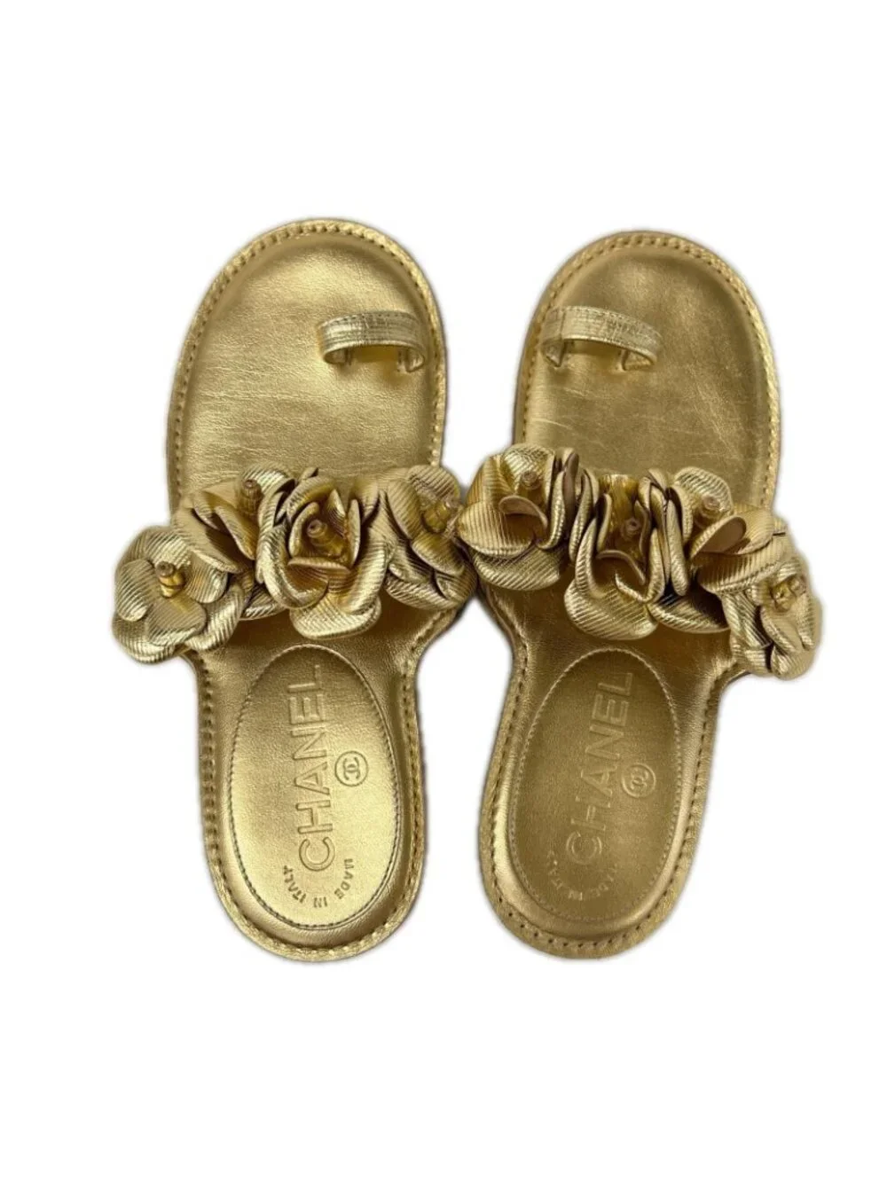 Chanel Camellia Flat Sandals